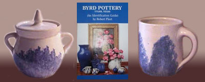 ByrdSugarMugBook Byrd Pottery covered sugar bowl, collector's guide, mug