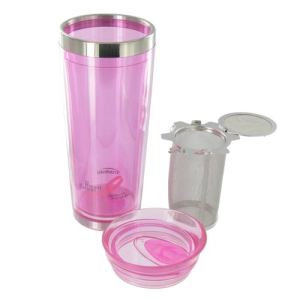 Trudeau Pink Travel Tea Infuser Mug