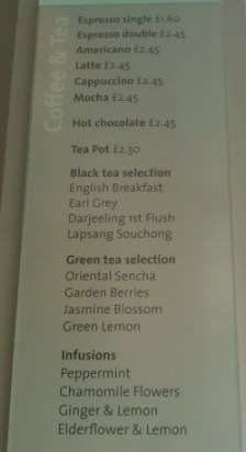 V&A Tea and Coffee Menu V&A Tea and Coffee Menu