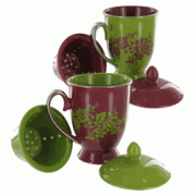 Nouveau Floral Mugs with Infuser - Set of 2 Nouveau Floral Mugs with Infuser - Set of 2