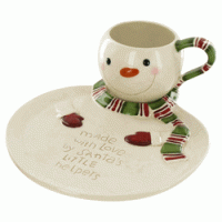 Snowman Plate and Cocoa Cup Set Snowman Plate and Cocoa Cup Set