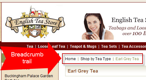 A great way to navigate a site: breadcrumb trail