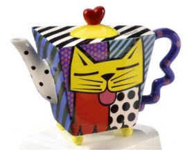 Romero Britto Yellow Cat Square Teapot
