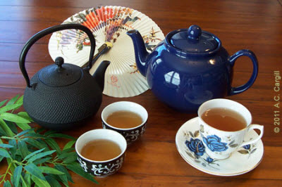 Cast iron teapot and sipping cups? Or Blue Betty and teacup and saucer? Let the tea decide!