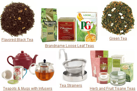 The generalist tea vendor can supply all your tea needs in one-stop shopping. (Photo source: composite of screen captures from site)