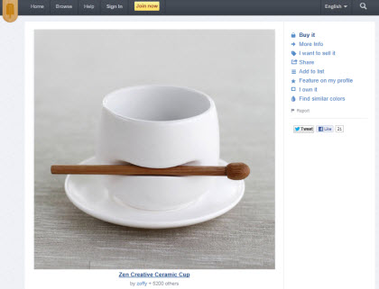 Zen Creative Ceramic Cup (Photo source: screen capture from site)