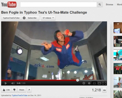 Ben Fogle in Typhoo Tea's Ul-Tea-Mate Challenge (Photo source: screen capture from site) Ben Fogle in Typhoo Tea's Ul-Tea-Mate Challenge (Photo source: screen capture from site)