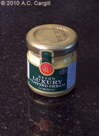 Devon Luxury Clotted Cream is authentic in flavor and makes any scone feel complete! (Photo source: A.C. Cargill, all rights reserved) Devon Luxury Clotted Cream is authentic in flavor and makes any scone feel complete! (Photo source: A.C. Cargill, all rights reserved)
