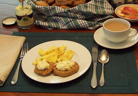 Clotted cream dollops on pumpkin spice scones add the right taste to tea time! (Photo source: A.C. Cargill, all rights reserved) Clotted cream dollops on pumpkin spice scones add the right taste to tea time! (Photo source: A.C. Cargill, all rights reserved)