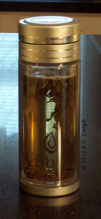 The tea steeper. When done, the tea is poured into a large mug and more hot water is added to the leaves. (Photo source: A.C. Cargill, all rights reserved)