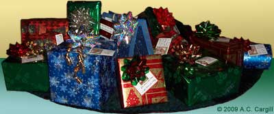 The perfect tea gift is always just a bit better in shiny paper and ribbons and bows! (Photo source: A.C. Cargill, all rights reserved)