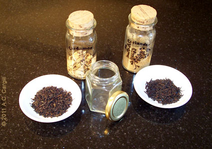 My attempt awhile back at a homemade tea blend. Not too bad, but… (Photo source: A.C. Cargill, all rights reserved)