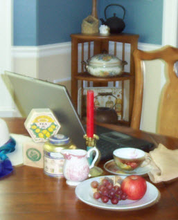 Most writers want an appropriate atmosphere, and editing a tea blog is no exception. (Photo source: A.C. Cargill, all rights reserved)