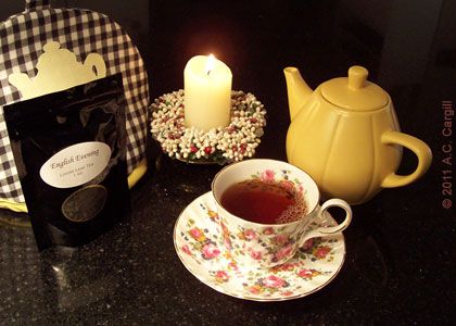 One of the more successful reviews – a tasty cup of English Evening. (Photo source: A.C. Cargill, all rights reserved)