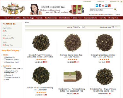 English Tea Store brand Oolong Teas (store image)