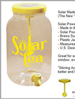 Solar powered sun tea jar (screen capture from site)