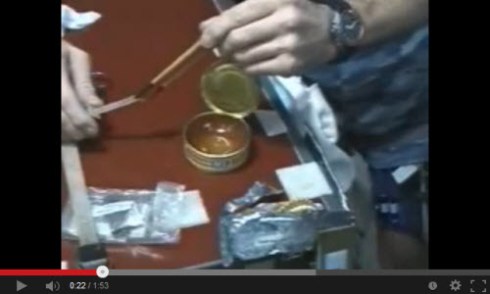 Having tea in space using chopsticks (from YouTube video)