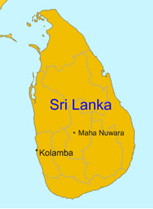 Map of Sri Lanka.