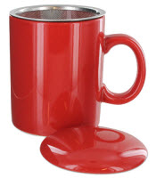 Teaz Cafe Infuser Mug with Lid in a cheery Christmas red! (ETS image)