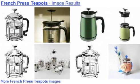 Plunger (French press) teapot styles are many and varied. (From Yahoo! Images)