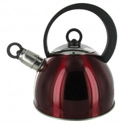 Red Whistling Kettle with Nylon Stay Cool Handle (ETS image)