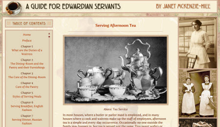 A Guide for Edwardian Servants (screen capture from site)