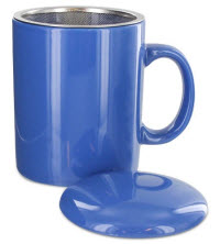 A lidded cup with infuser can be an indispensable part of your tea time arsenal! (Available in several colors) (ETS image)