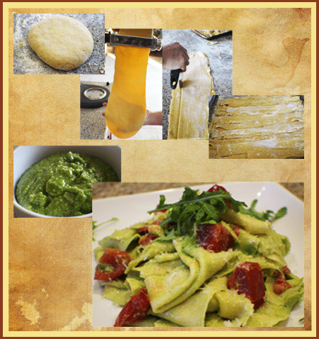 Tea Pappardelle Almond Pesto Pasta (photo by Janet Sanchez, all rights reserved)