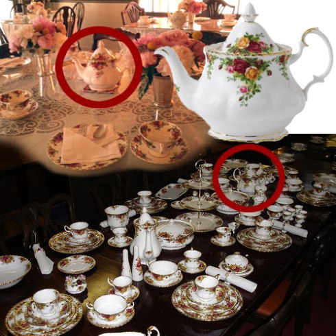 Royal Albert Old Country Roses is very popular, so it’s no surprise seeing it pop up everywhere. (ETS image + Screen captures from sites)