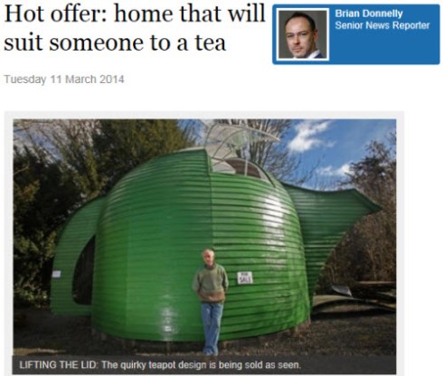 Teapot House in Scotland (screen capture from site)