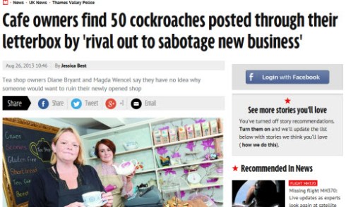 Cockroaches in Tea Shop (Screen capture from site)