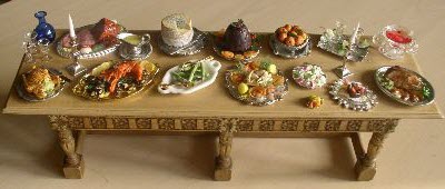 Miniatures showing a typical Georgian “spread” (click on image to go to source site)