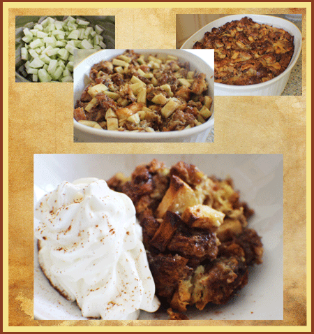 Tea Apple Cinnamon Roll Bread Pudding (photo by Janet Sanchez, all rights reserved)