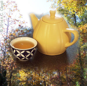 A bit of Dragon Pearl Green Tea while leaf peeping sounds ideal! (Photo by A.C. Cargill, all rights reserved)